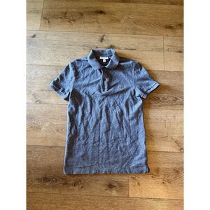 Lacoste Womens Gray Short Sleeve Collared T-shirt Size Small